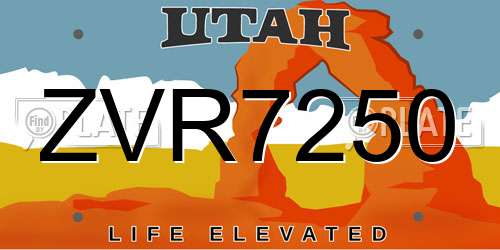 ZVR7250 Utah License Plate