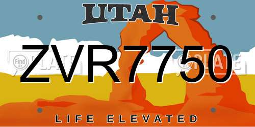 ZVR7750 Utah License Plate