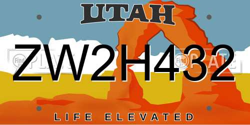 ZW2H432 Utah License Plate