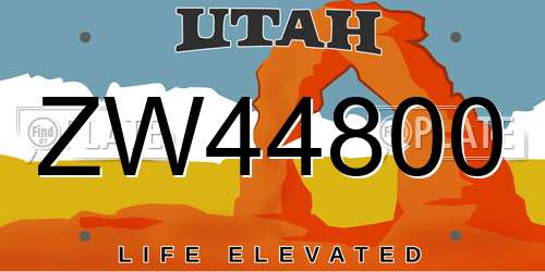 ZW44800 Utah License Plate