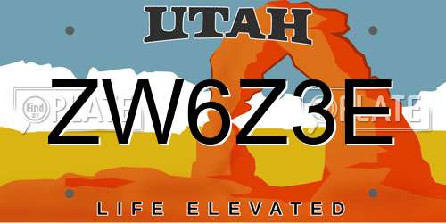 ZW6Z3E Utah License Plate