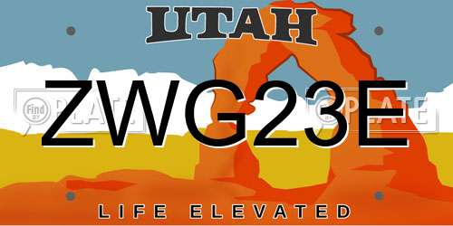 ZWG23E Utah License Plate