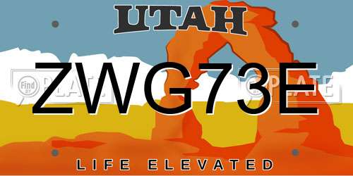 ZWG73E Utah License Plate