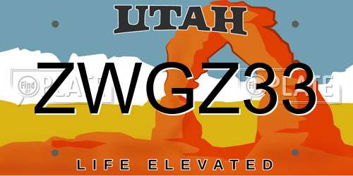 ZWGZ33 Utah License Plate