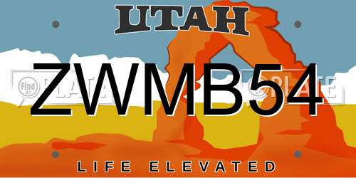 ZWMB54 Utah License Plate