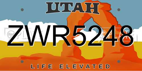ZWR5248 Utah License Plate