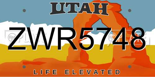 ZWR5748 Utah License Plate
