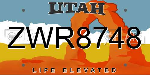 ZWR8748 Utah License Plate