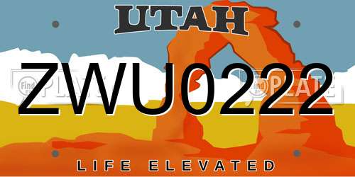 ZWU0222 Utah License Plate