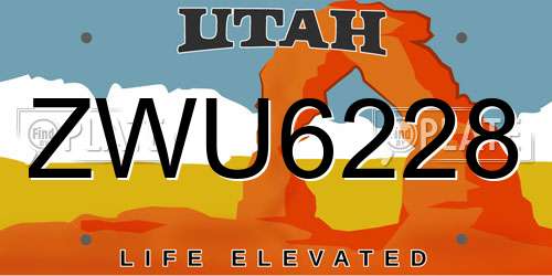 ZWU6228 Utah License Plate