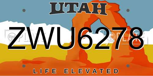 ZWU6278 Utah License Plate
