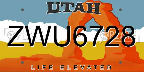 ZWU6728 Utah License Plate