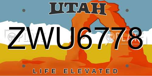 ZWU6778 Utah License Plate