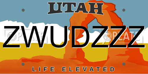 ZWUDZZZ Utah License Plate