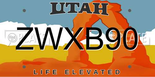 ZWXB90 Utah License Plate