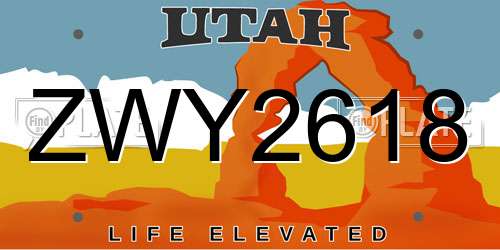 ZWY2618 Utah License Plate