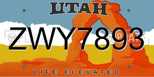 ZWY7893 Utah License Plate