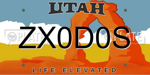 ZX0D0S Utah License Plate