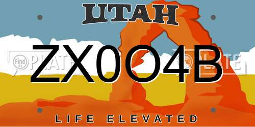 ZX0O4B Utah License Plate