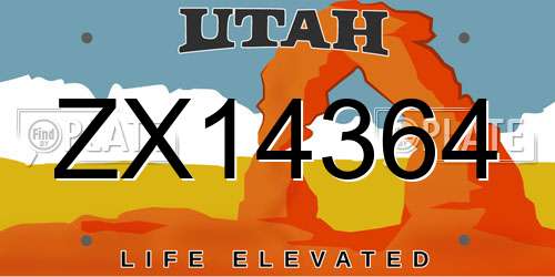 ZX14364 Utah License Plate