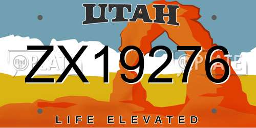ZX19276 Utah License Plate