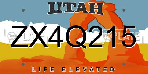 ZX4Q215 Utah License Plate