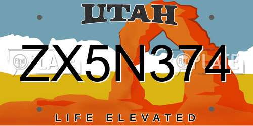 ZX5N374 Utah License Plate