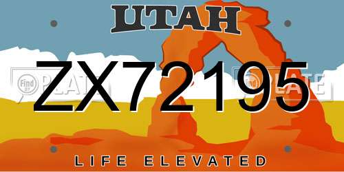 ZX72195 Utah License Plate