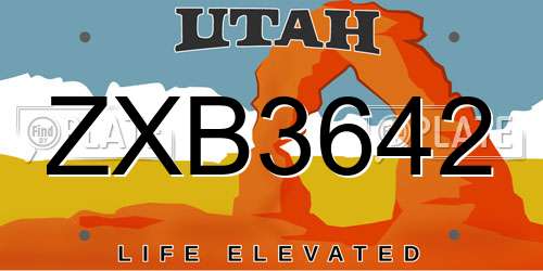 ZXB3642 Utah License Plate