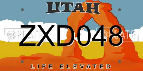 ZXD048 Utah License Plate
