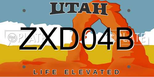 ZXD04B Utah License Plate