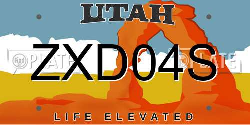 ZXD04S Utah License Plate