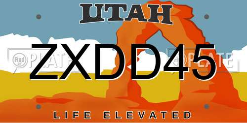 ZXDD45 Utah License Plate