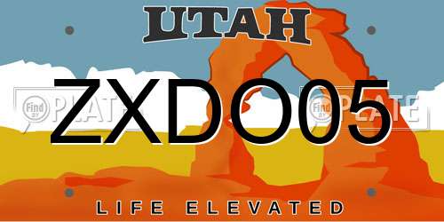 ZXDO05 Utah License Plate