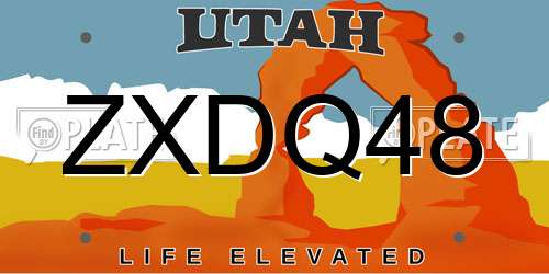 ZXDQ48 Utah License Plate