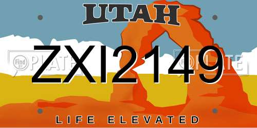ZXI2149 Utah License Plate