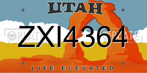 ZXI4364 Utah License Plate