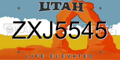 ZXJ5545 Utah License Plate
