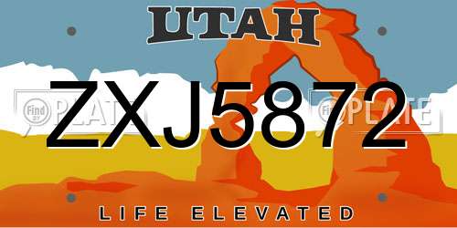 ZXJ5872 Utah License Plate
