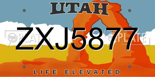 ZXJ5877 Utah License Plate