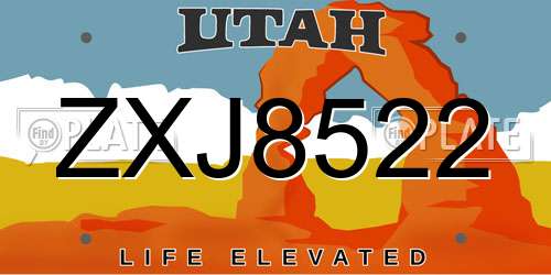 ZXJ8522 Utah License Plate
