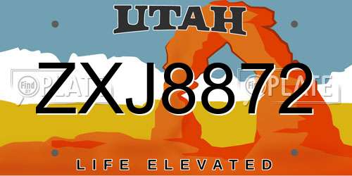 ZXJ8872 Utah License Plate