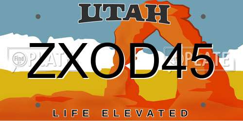 ZXOD45 Utah License Plate