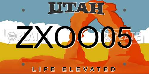 ZXOO05 Utah License Plate