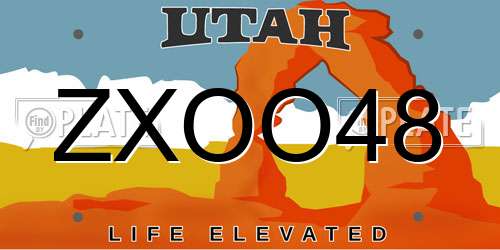 ZXOO48 Utah License Plate
