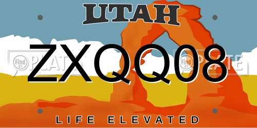 ZXQQ08 Utah License Plate