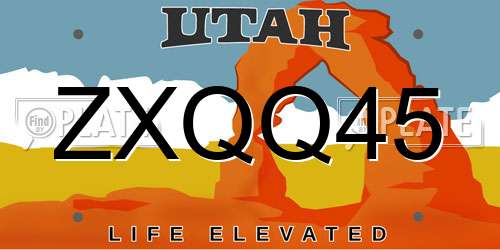 ZXQQ45 Utah License Plate