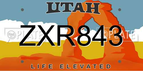 ZXR843 Utah License Plate
