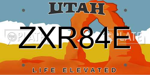 ZXR84E Utah License Plate