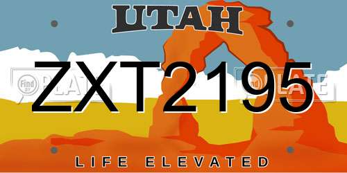 ZXT2195 Utah License Plate